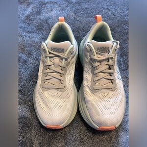 Hoka Bondi 8 Gray and Orange Running Shoes